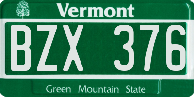 VT license plate BZX376