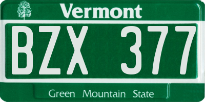 VT license plate BZX377