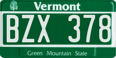 VT license plate BZX378