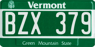 VT license plate BZX379