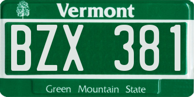 VT license plate BZX381