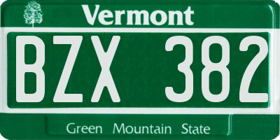 VT license plate BZX382