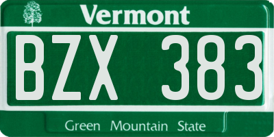 VT license plate BZX383
