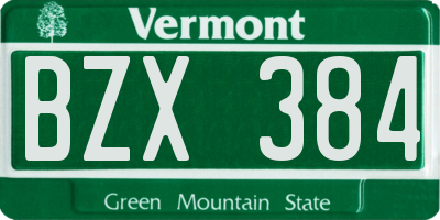 VT license plate BZX384