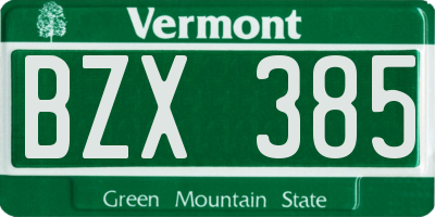 VT license plate BZX385
