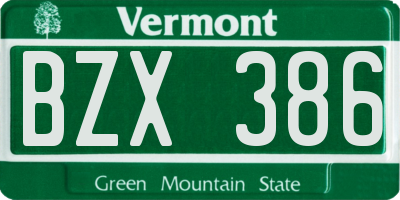 VT license plate BZX386