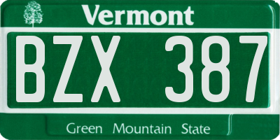 VT license plate BZX387