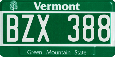 VT license plate BZX388