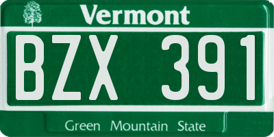 VT license plate BZX391