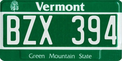VT license plate BZX394