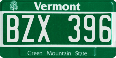 VT license plate BZX396