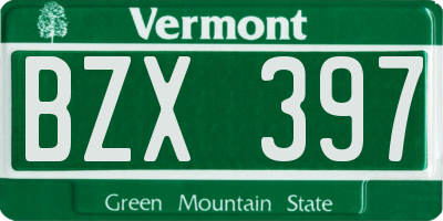 VT license plate BZX397
