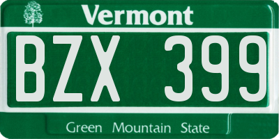 VT license plate BZX399