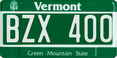 VT license plate BZX400