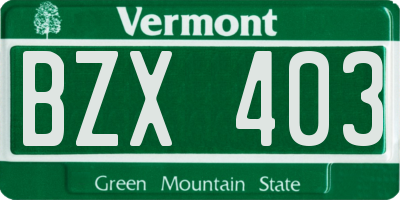 VT license plate BZX403