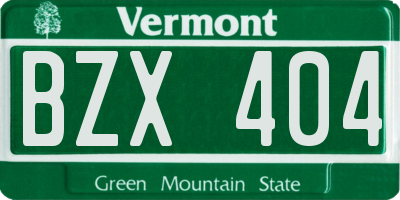 VT license plate BZX404