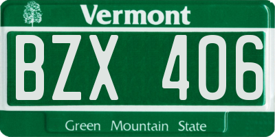 VT license plate BZX406