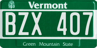 VT license plate BZX407