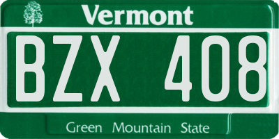 VT license plate BZX408