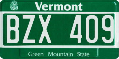 VT license plate BZX409
