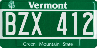 VT license plate BZX412