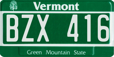 VT license plate BZX416
