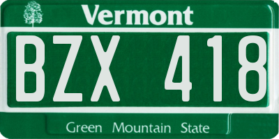 VT license plate BZX418