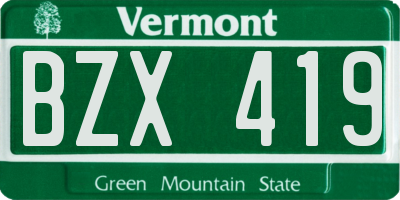 VT license plate BZX419