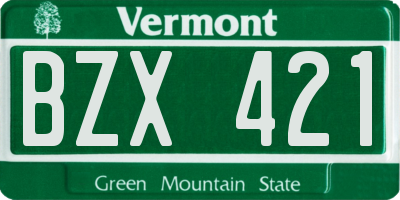 VT license plate BZX421