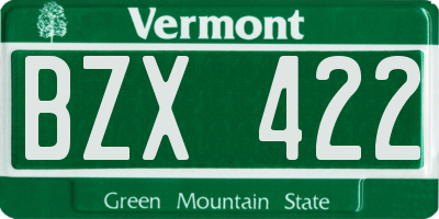 VT license plate BZX422