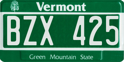 VT license plate BZX425