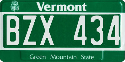 VT license plate BZX434