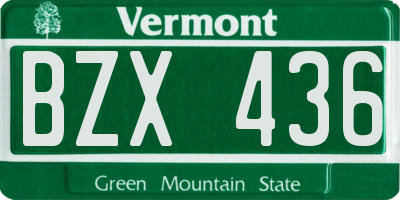VT license plate BZX436