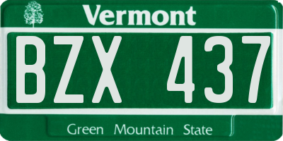 VT license plate BZX437