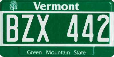 VT license plate BZX442