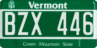 VT license plate BZX446
