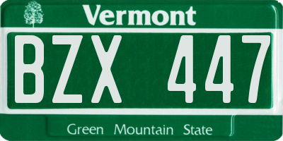 VT license plate BZX447