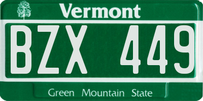 VT license plate BZX449