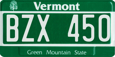 VT license plate BZX450