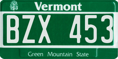 VT license plate BZX453