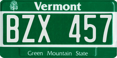 VT license plate BZX457