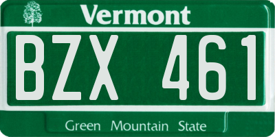 VT license plate BZX461