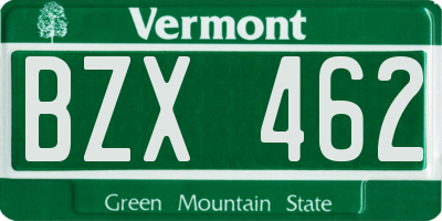 VT license plate BZX462