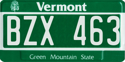 VT license plate BZX463