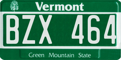 VT license plate BZX464