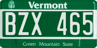 VT license plate BZX465