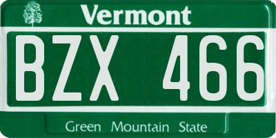 VT license plate BZX466