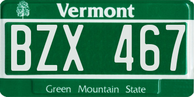VT license plate BZX467