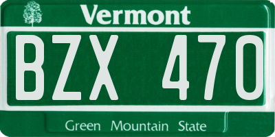 VT license plate BZX470