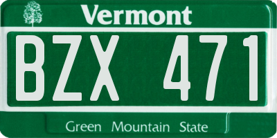 VT license plate BZX471